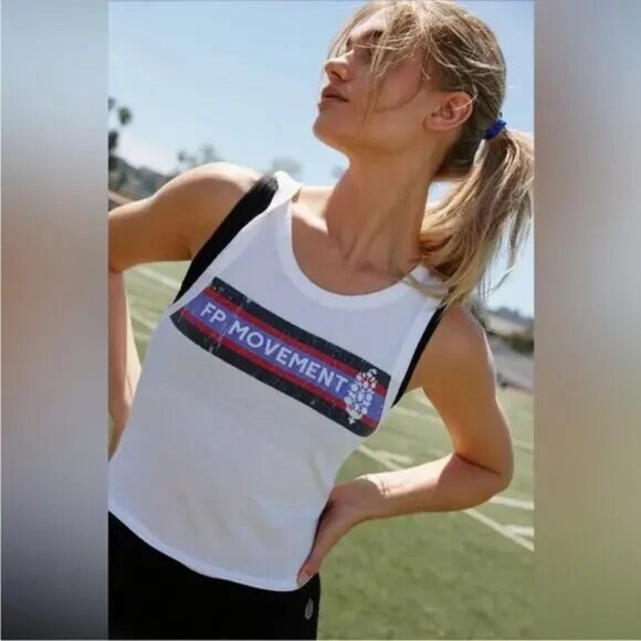 NEW FREE PEOPLE BACK TO BASICS LOGO TANK TOP, SMALL - Picture 1 of 8